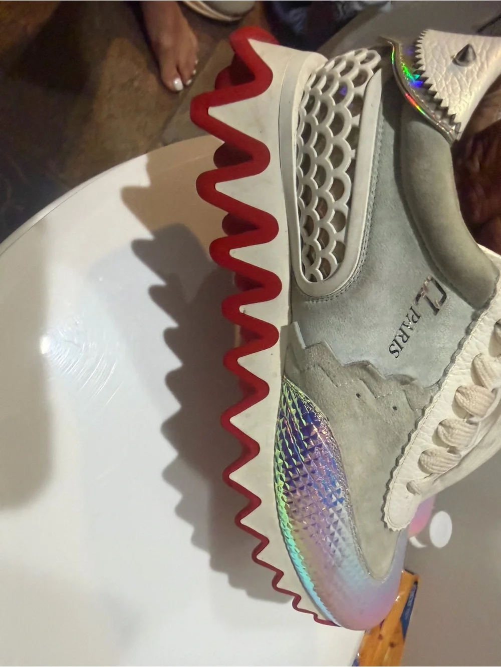Christian Louboutin Cream and Beige Low-Top Sneaker - Picture 7 of 9